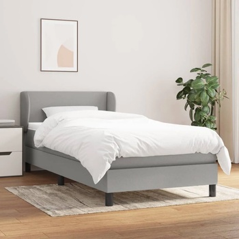 vidaXL Боксспринг легло с матрак, светлосива, 90x190 см, плат (3126045)