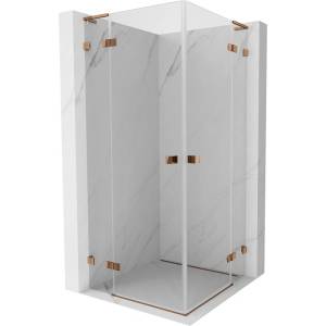 Mexen Lunar L Duo душ кабина с врати на панти 105 x 105 см, прозрачна, розово злато - 834L-105L-105P-60-00 (834L-105L-105P-60-00)