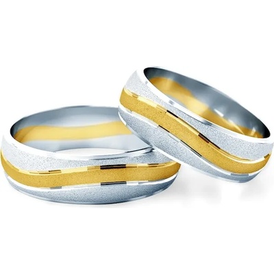 SAVICKI Сватбени халки: двуцветно злато, полукръгъл профил. 6 мм