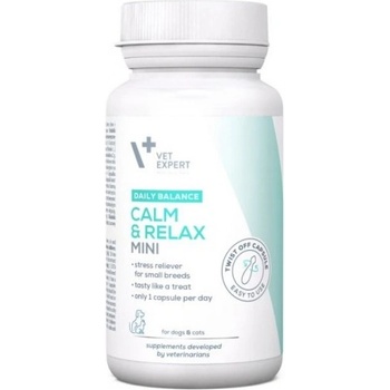 VetExpert CALM & RELAX MINI - хранителна добавка за кучета малки породи и котки, при стресови състояния, 30 капсули, Vet Expert - Полша