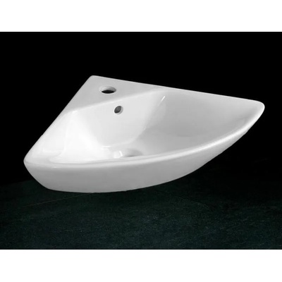 Inter Ceramic Мивка за баня ICC 4545, ъглов стенен монтаж, с отвор за смесител, порцелан, бял, 30x12x30см (4545)