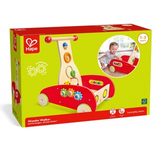 Hape Дървена количка за прохождане Hape - Със зъбни колела и сметало (H0370) Проходилка