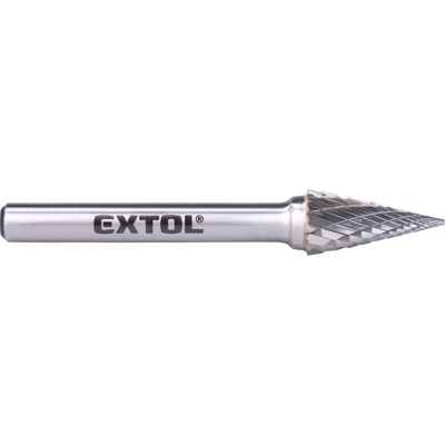 EXTOL INDUSTRIAL fréza karbidová, konická-jehlan, pr.10x20mm/stopka 6mm,sek střední (double-cut)