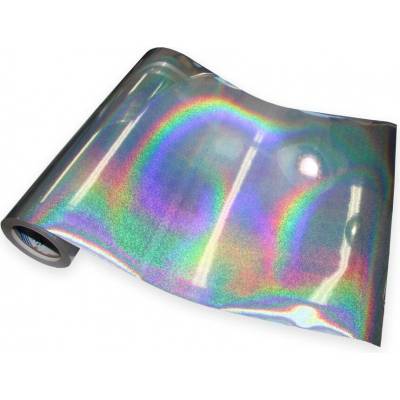 Univerzální hologramová samolepící fólie na metry - motiv tečky stříbrné