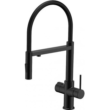 Inter Ceramic Кухненски смесител acqua pura 7207074mb - с изтеглящ душ, черен мат (7207074mb)
