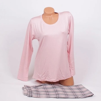 Image 1 of Дамска пижама в светлорозов цвят и кариран десен