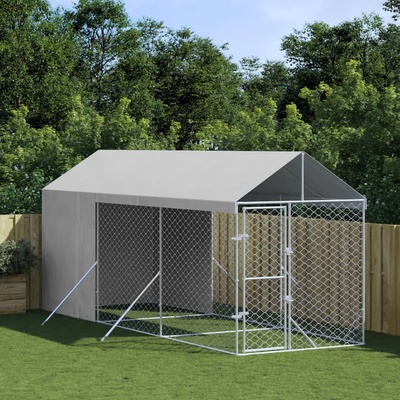 vidaXL Venkovní psí kotec se střechou stříbrný 200 x 600 x 250 cm ocel 9799.3190491