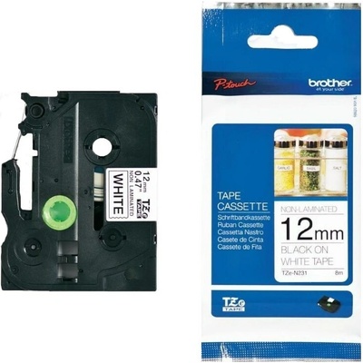 páska BROTHER TZeN231 čierne písmo, biela páska nelaminovná NON LAMINATED Tape (12mm) (TZEN231)