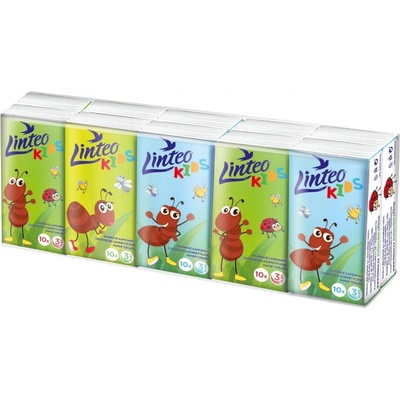 Linteo Kids papierové vreckovky 3-vrstvové 10 x 10 ks