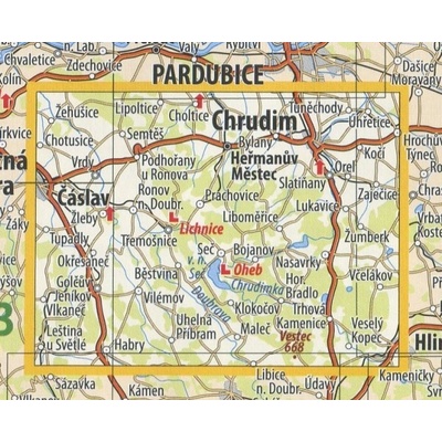 KČT 45 Železné hory - nástěnná turistická mapa 60 x 90 cm Varianta: mapa v dřevěném rámu, Provedení: Ticiago černý