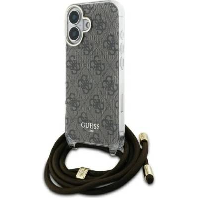 GUESS Калъф Guess Crossbody Cord 4G Print Case с въже за iPhone 16 - кафяв (3666339345167)