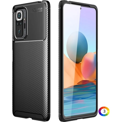 Xiaomi Redmi Note 10 Pro Удароустойчив Carbon Fiber Калъф и Протектор