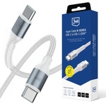 3mk Protection Кабел за данни 3mk Data Cable Hyper N-Series - Type-C към Type-C, 100W, 2m - Бял