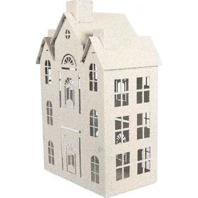 Béžový antik kovový svícen domek Vintage House - 26*16*40 cm - Clayre & Eef