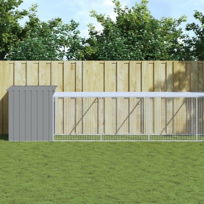 vidaXL Kurník s výběhem světle šedý 110 × 813 × 110 cm pozinkovaná ocel 9799.3189096