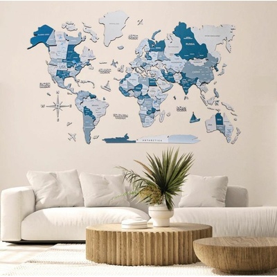 Enjoy the Wood 3D nástěnná dřevěná mapa World Map Aqua Prime XL
