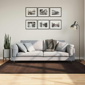 vidaXL Килим HUARTE Кафяво 140 x 200 cm 100% полиестер Плоска (42022468)