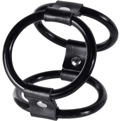 Excellent Power Троен силиконов пенис ринг с кожени свръзки "sure extender