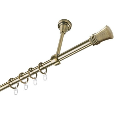 OK-GarnýžeCZ Garnýž kovová jednořadá 19mm Capri mosaz 410 cm do stropu / kroužky s háčkem