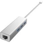 DEVIA Адаптер за мрежа DEVIA Leopard Type-C 3.1 to RJ45/ USB 3.1 HUB Silver (B1018)
