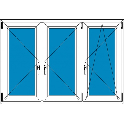 Ekosun Plastové okno Ekosun 7 Swisspacer Ultimate Trojkřídlé se sloupky 260x70 Dekor - Dekor