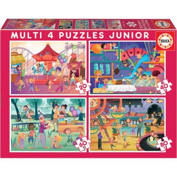 Image 1 of Educa - Puzzle 4x puzzle Amusement park & Children’s Party - 1 - 39 piese