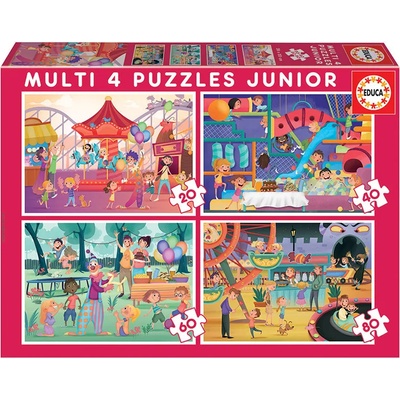 Educa - Puzzle 4x puzzle Amusement park & Children’s Party - 1 - 39 piese