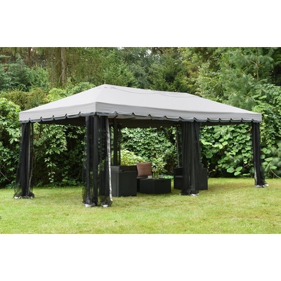 Garden Point Сив градински павилион с мрежа против комари Valencia 4x6m Garden Point (GAP1125)