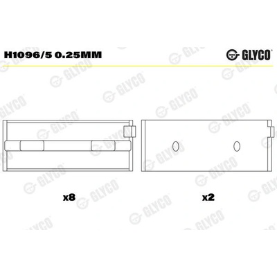 Hlavní ložiska klikového hřídele GLYCO H1096/5 0.25mm
