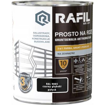 Rafil 3v1 Přímo na rez antikorozivní smalt 0,75 l černá lesklá