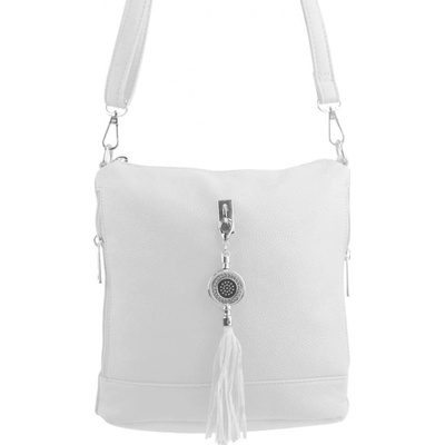 Malá crossbody dámská kabelka s přívěskem 1994-BB bílá
