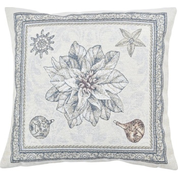 EVENIT Gobelínová vianočná 040F vianočná ruža so strieborným leskom strieborná Bavlna/PES 45 x 45 cm