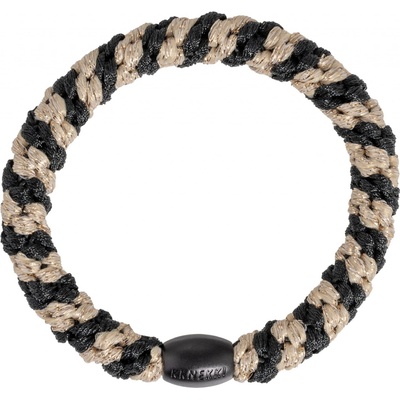 KKNEKKI Gumička do vlasů Kknekki Black / Beige Glitter Stripe, černá barva, textil – Zboží Dáma