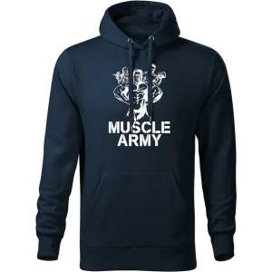 DRAGOWA мъжки суитшърт с качулка Muscle Army Team, тъмносин, 320г/м2 (5763)