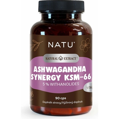 NATU Ashwagandha extrakt KSM-66 s piperínom 90 kapsúl