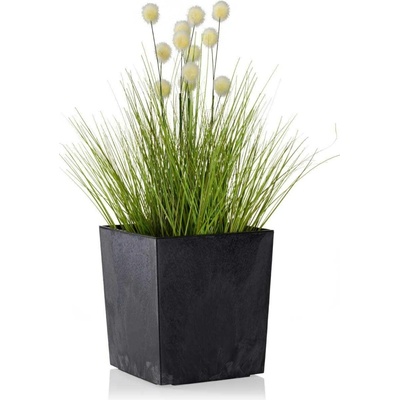 HowHomely plastový květináč FLORE 19X19 CM IMITACE BETONU ČERNÁ