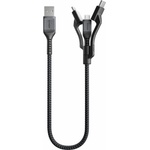 Nomad Здрав кевларен кабел за устройства с Lightning, microUSB и USB-C порт (30 см) - Nomad Kevlar USB-A to Universal Cable (черен) (NM01511B00)