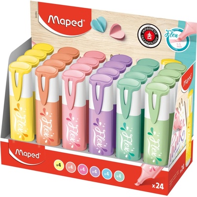 Maped Fluo Peps flex 24 ks pastelové ve stojánku