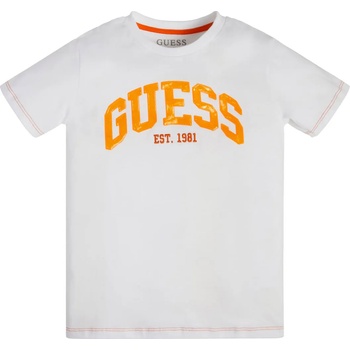 GUESS Тениска с къс ръкав в бяло за момче с цветен надпис Guess Kids