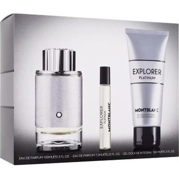 Montblanc Explorer Platinum darčekový set parfumovaná voda 100 ml + sprchovací gél 100 ml + parfumovaná voda 7,5 ml pre mužov