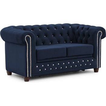 ROPEZ Син кадифен разтегателен диван 148 cm York Blik - Ropez (York Blink Sofa 2os. z f.spania Riviera 81 ( Davis ) l. srebrne, nogi brąz)