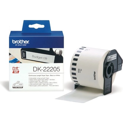 Brother DK-22205, 62mm x 30,48m, papírová role, bílá