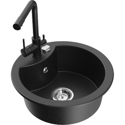 Mexen Diego гранитна мивка с 1 отделение с кухненски смесител Дуеро, (6512-73-671600-70)