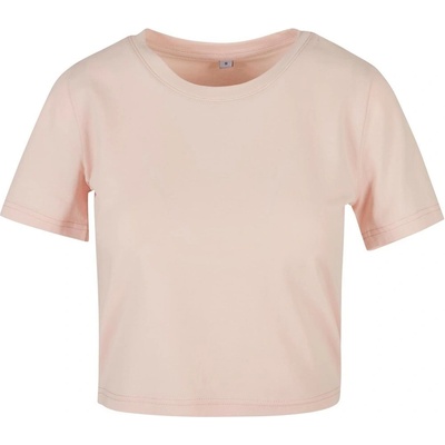 Build Your Brand Dámske crop top tričko s krátkym rukávom Ružová