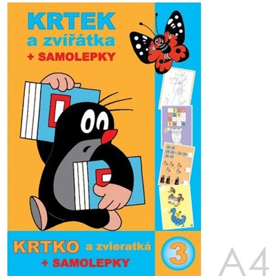 Maľovanky s motívom Krtka A4 kniha Krtko a zvieratká + samolepky Rappa