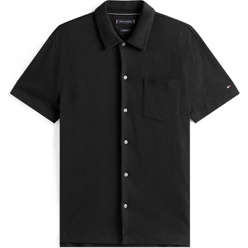 Tommy Hilfiger Риза Tommy Hilfiger Men's Short Sleeve Plain Shirt - Black BDS