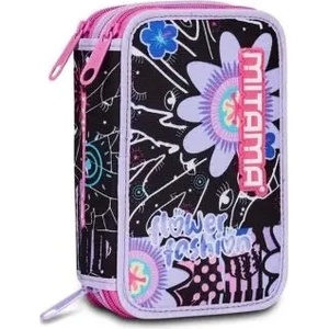 Mitama Flower Fashion ученически несесер с 3 ципа, ПЪЛЕН