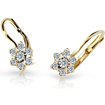 Danfil detské náušnice kytičky C2152 zo žltého zlata s kamienkami white