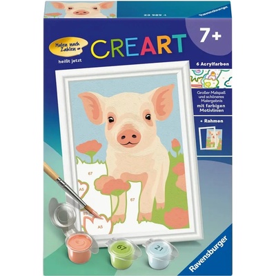 Ravensburger Комплект за рисуване по номера Ravensburger CreArt - Сладко прасенце (7023989)