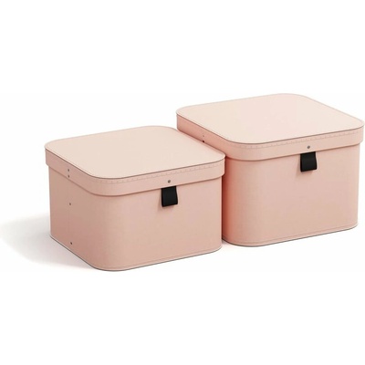 Bigso Ružové kartónové úložné boxy v súprave 2 ks s vekom 28,5 x 28,5 x 19,5 cm